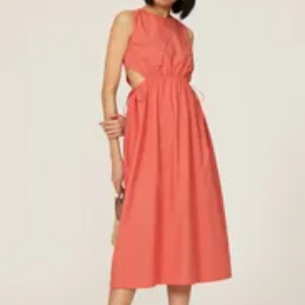 Rails Yvette Side Cutout Organic Cotton Dress In Spiced Coral- Size Large